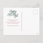 Kerst Medewerker Team Dank u Feestdagenkaart (Achterkant)