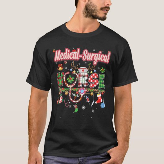 Kerst Medische Chirurgische Verpleegkundige Rendie T-shirt (Voorkant)