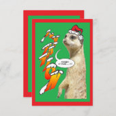 Kerst Meerkat Uitnodiging Groene X-Mas (Voorkant / Achterkant)