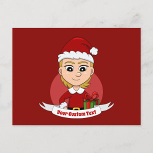 Kerst meisje cartoon ansichtkaart briefkaart