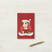 Kerst meisje cartoon notities post-it® notes (Op bureau)
