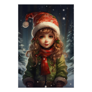 Kerst Meisje Elf Perfect Poster