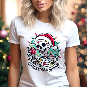 Kerst meisjesachtig skelet leuk feestdag Tri-Blend shirt