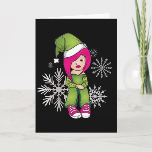 Kerst-Merch van Emo Meisje Feestdagen Kaart (Voorkant)