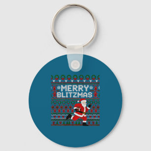 Kerst Merry Blitzmas Kerstman Voetbal Lelijke Zwee Sleutelhanger