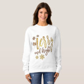 Kerst Merry Bright Gold Dames Sweatshirt (Voorkant volledig)