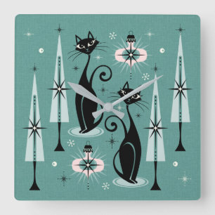 Kerst met atoomkerst in de middeleeuwen ©studioxin vierkante klok