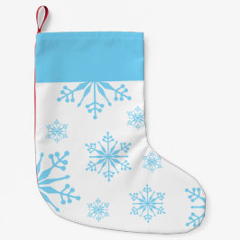 Kerst met blauwe sneeuwvlokken. kleine kerstsok