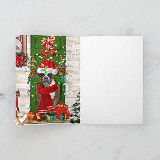 Kerst met Boxer Hond Kaart (Binnen)