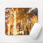 Kerst met champagnebril in de stad muismat (Met muis)