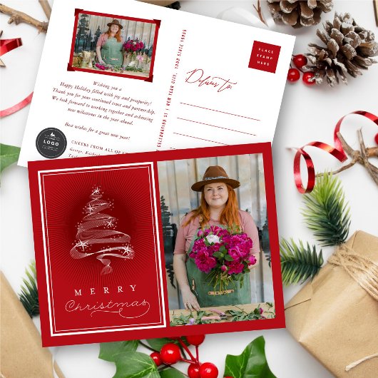 Kerst met feestelijke kerstbomen feestdagenkaart