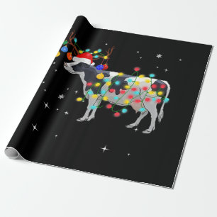 kerst met gekke koeienrendieren : kerstlichten cadeaupapier