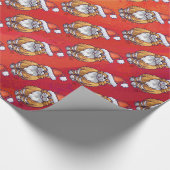 Kerst met gemberkat op rood cadeaupapier (Hoek)