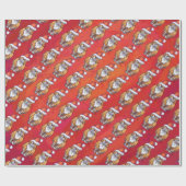 Kerst met gemberkat op rood cadeaupapier (Vlak)