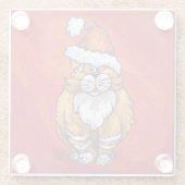 Kerst met gemberkat op rood glazen onderzetter (Achterkant)