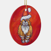 Kerst met gemberkat op rood keramisch ornament (Rechts)