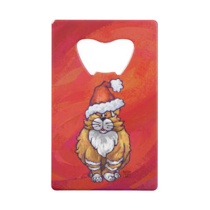 Kerst met gemberkat op rood kredietkaart flessenopener