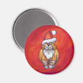 Kerst met gemberkat op rood magneet (Voorkant / Achterkant)