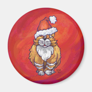 Kerst met gemberkat op rood magneet