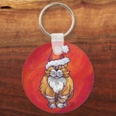 Kerst met gemberkat op rood sleutelhanger (Voorkant)