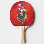 Kerst met gemberkat op rood tafeltennisbatje (Achterkant)