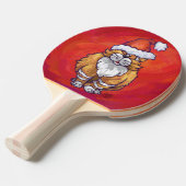 Kerst met gemberkat op rood tafeltennisbatje (Voorkant Gekanteld)