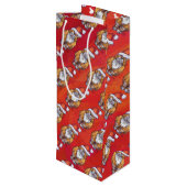 Kerst met gemberkat op rood wijn cadeautas (Achterkant Gekanteld)