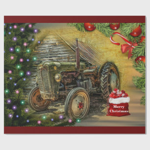  kerst met Green Tractor Cadeaupapier