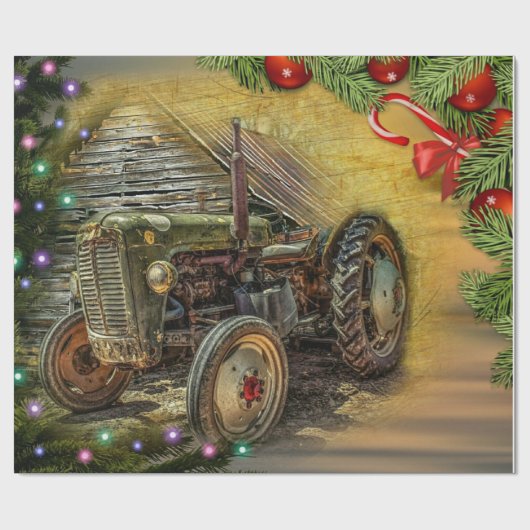  kerst met Green Tractor Cadeaupapier (Vlak)