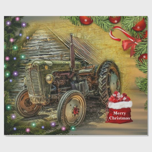 kerst met Green Tractor Cadeaupapier (Vlak)