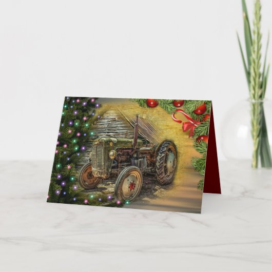 kerst met Green Tractor Feestdagen Kaart (Voorkant)