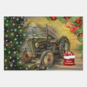  kerst met Green Tractor Inpakpapier Vel (Voorkant 2)
