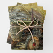  kerst met Green Tractor Inpakpapier Vel (In situ)