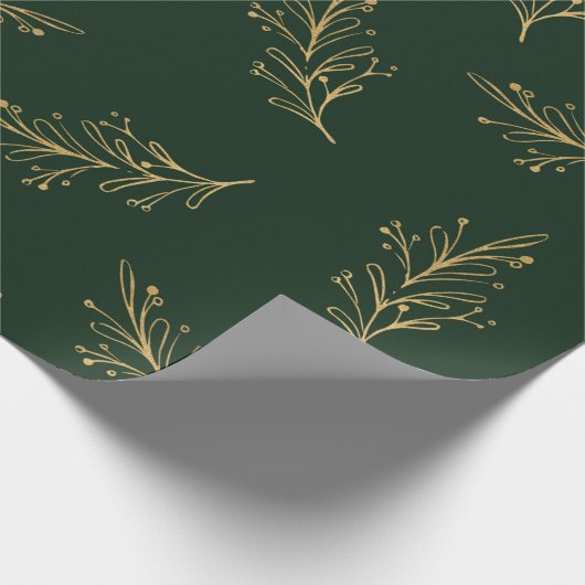 Kerst met groene en gouden olievlek cadeaupapier (Hoek)