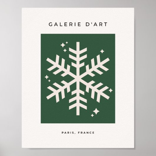 kerst met groene snowflake poster (Voorkant)
