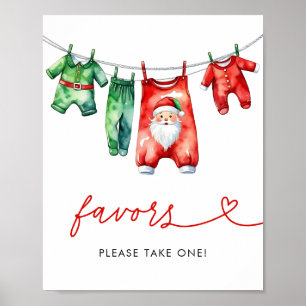 Kerst met hulst Santa baby shower bordje als favo Poster