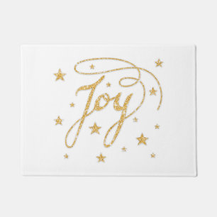 Kerst met JOY-tekst en nepgoud glinsterlook Deurmat