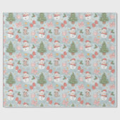 Kerst met Katten Sneeuwpoppen Koekjes & Melk Cadeaupapier (Vlak)