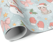 Kerst met Katten Sneeuwpoppen Koekjes & Melk Cadeaupapier (Rol Hoek)