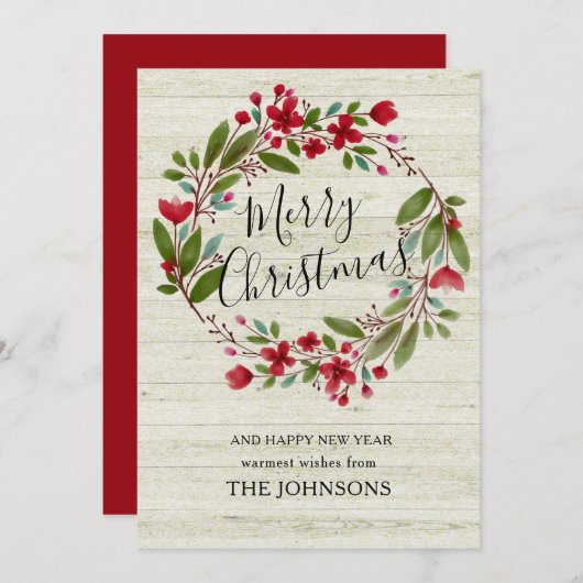 kerst met kerst met vuursteentje winter met rotsbl feestdagenkaart (Voorkant / Achterkant)