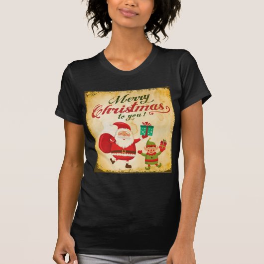  kerst met kerstmis Daning Santa en Elf T-shirt (Voorkant)