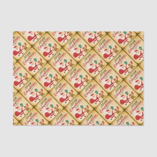  kerst met kerstmis Daning Santa en Elf Tissuepapier (Voorkant)