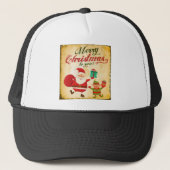  kerst met kerstmis Daning Santa en Elf Trucker Pet (Voorkant)