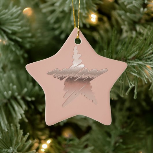Kerst met kerstmis, roos gouden ster keramisch ornament (Boom)