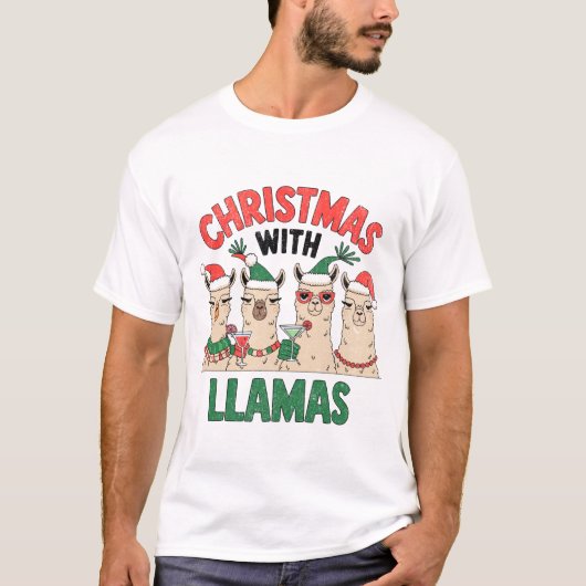 Kerst met lama's t-shirt (Voorkant)