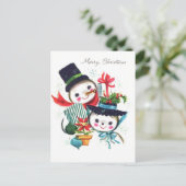 Kerst met marry's uit Snowman Couple Briefkaart (Staand voorkant)