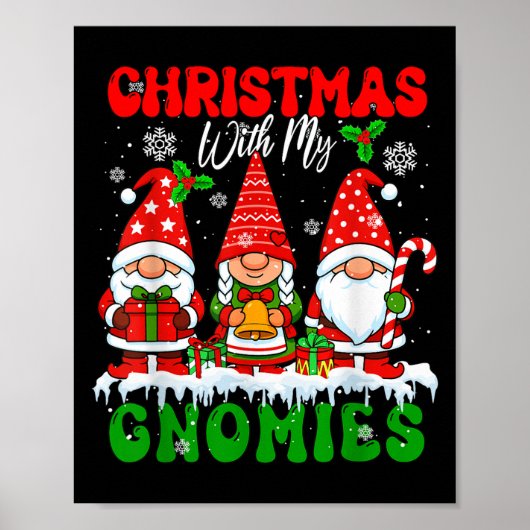 Kerst met mijn Gnomies Kerstmis Drie Kerstmannen Poster (Voorkant)