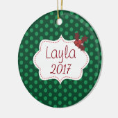 kerst met naam en jaar keramisch ornament (Links)