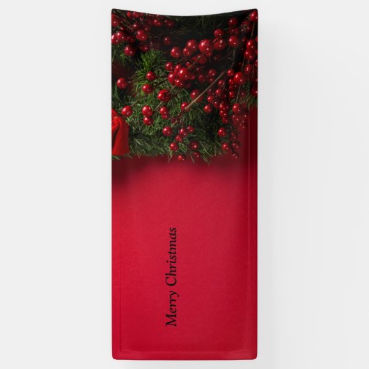 kerst met rode bessen spandoek (Verticaal)