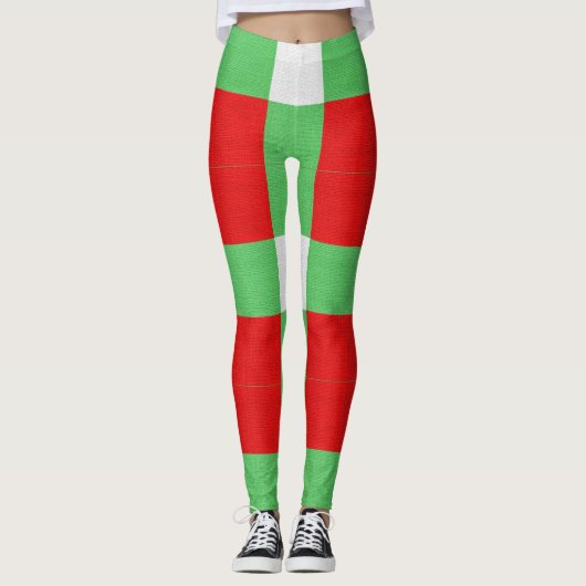 Kerst met rood, groen en wit blok leggings (Voorkant)